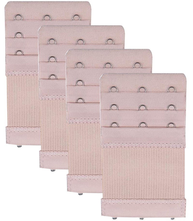 KTOBTEL Bra Extender 3 Hooks 3 Rows Elastic Bra Band Hook Strap Extensions for Women, Pack of 4 (Beige) - Image 1